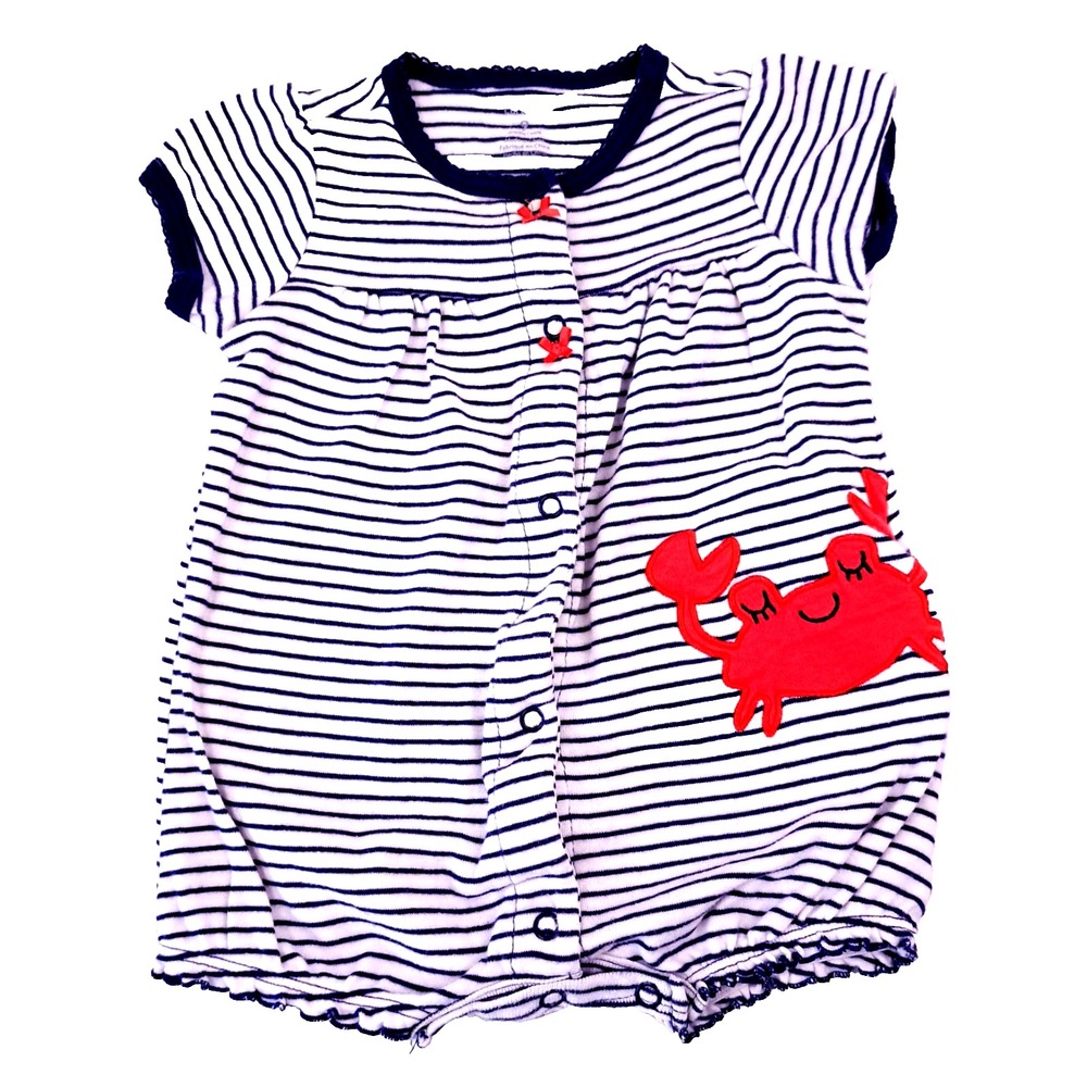 Carter's Striped Crab Romper‎ 9 Months One Piece Beach Summer Baby Gift
